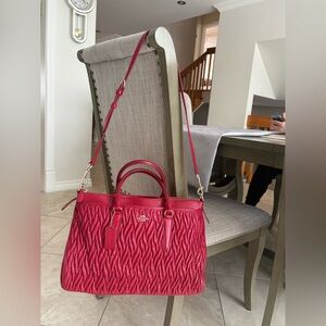 Coach Cherry Red Quilted Shoulder Bag